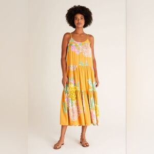 Z Supply Floral Midi Dress in Yellow and Pink